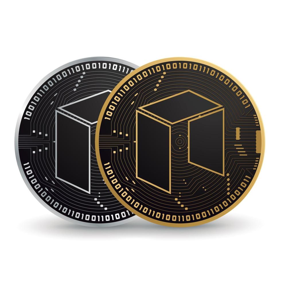 neo gouden en zilveren cryptocurrency vector