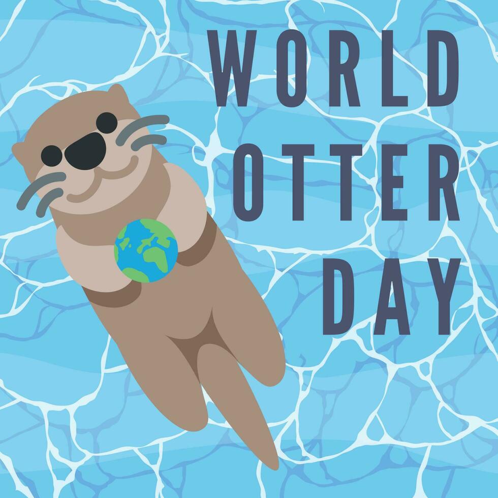 een poster van wereld Otter dag vector