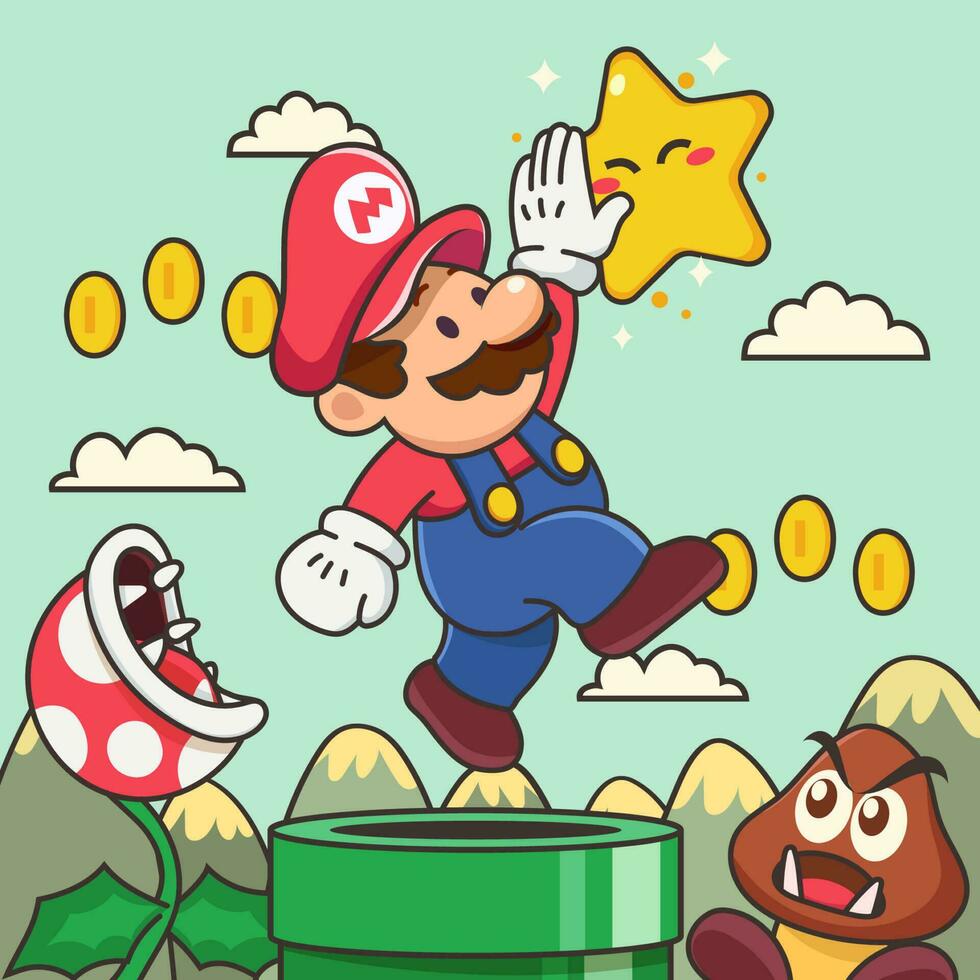 Mario bereiken de ster vector