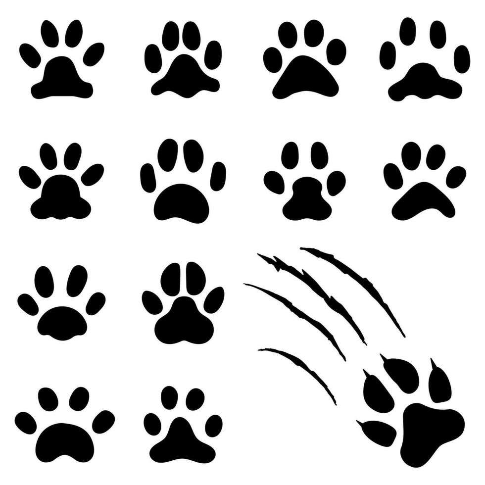 huisdieren poot voetafdruk. kat poten afdrukken, katje foots of hond voet afdrukken. huisdier redden logo geïsoleerd vector symbool