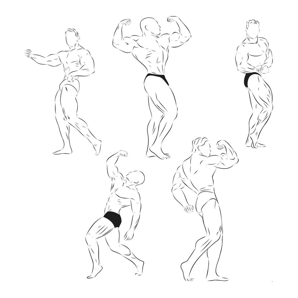 bodybuilding ontwerp bodybuilder vector schets illustratie sport teken