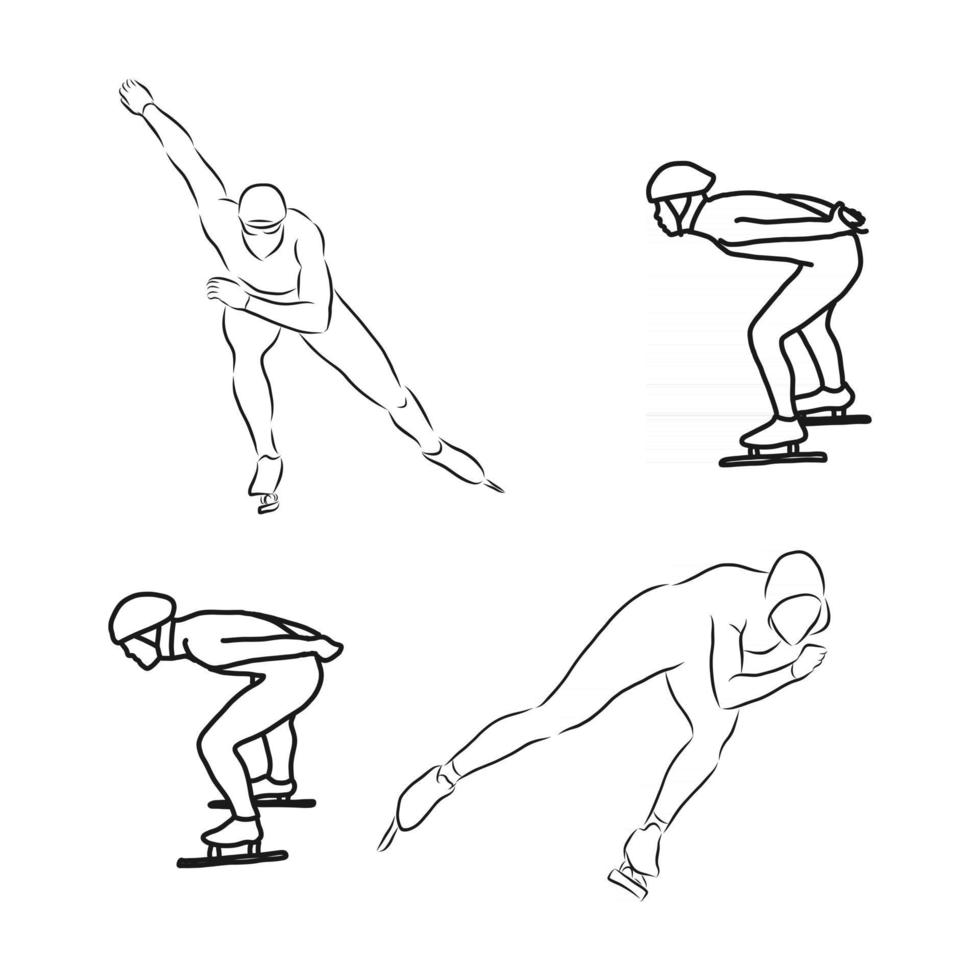 schaatsen gestileerde silhouet pictogram schaatsen schets vectorillustratie vector