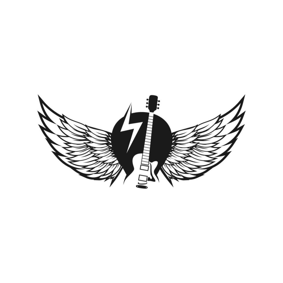 muziek- met Vleugels logo wijnoogst vector voor concert van leven muziek- tonen en andere