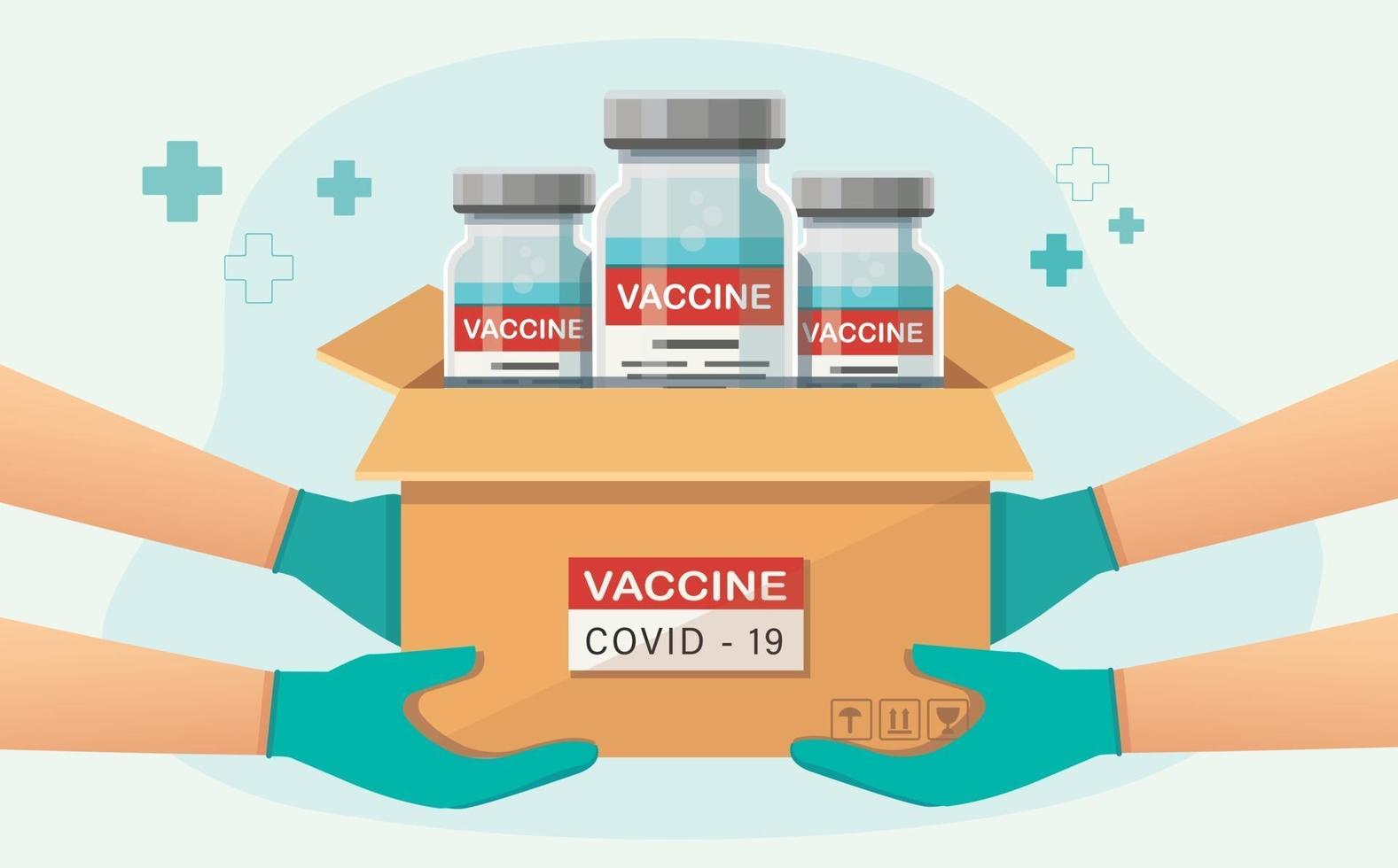 levering van covid 19 vaccins geneeskunde gezondheidszorg concept vectorillustratie vector