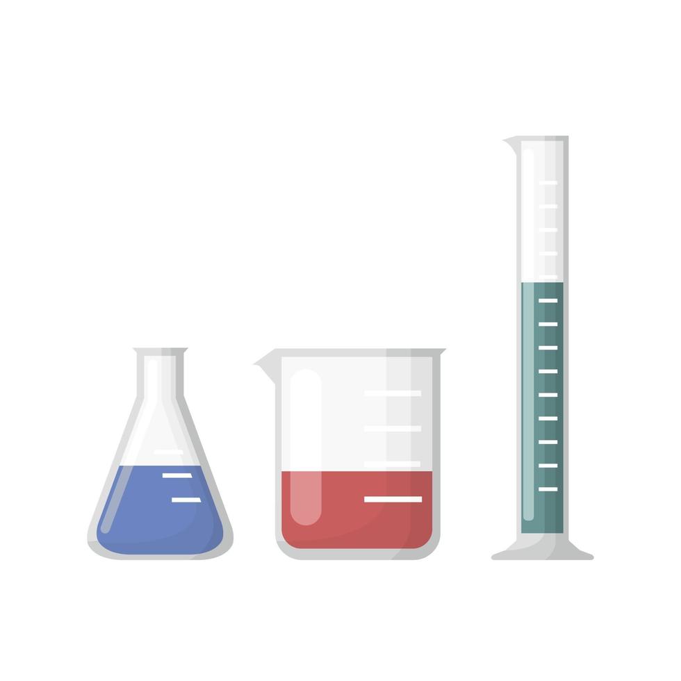 chemisch laboratoriumapparatuur erlenmeyer beker en reageerbuis vector