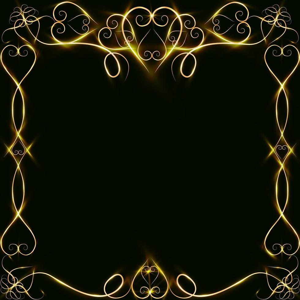 vector gouden frame met harten effecten van licht