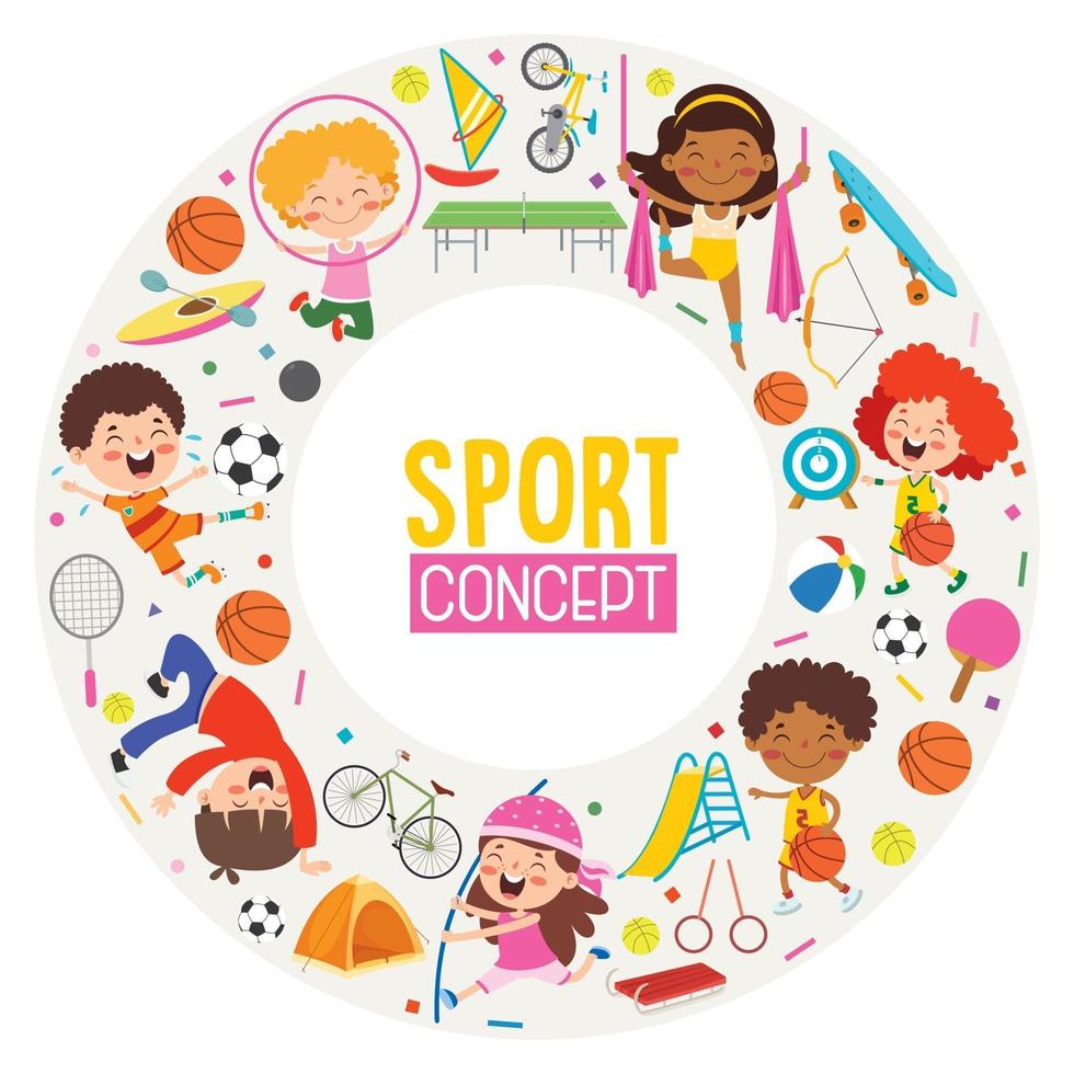 sport conceptontwerp met grappige kinderen vector