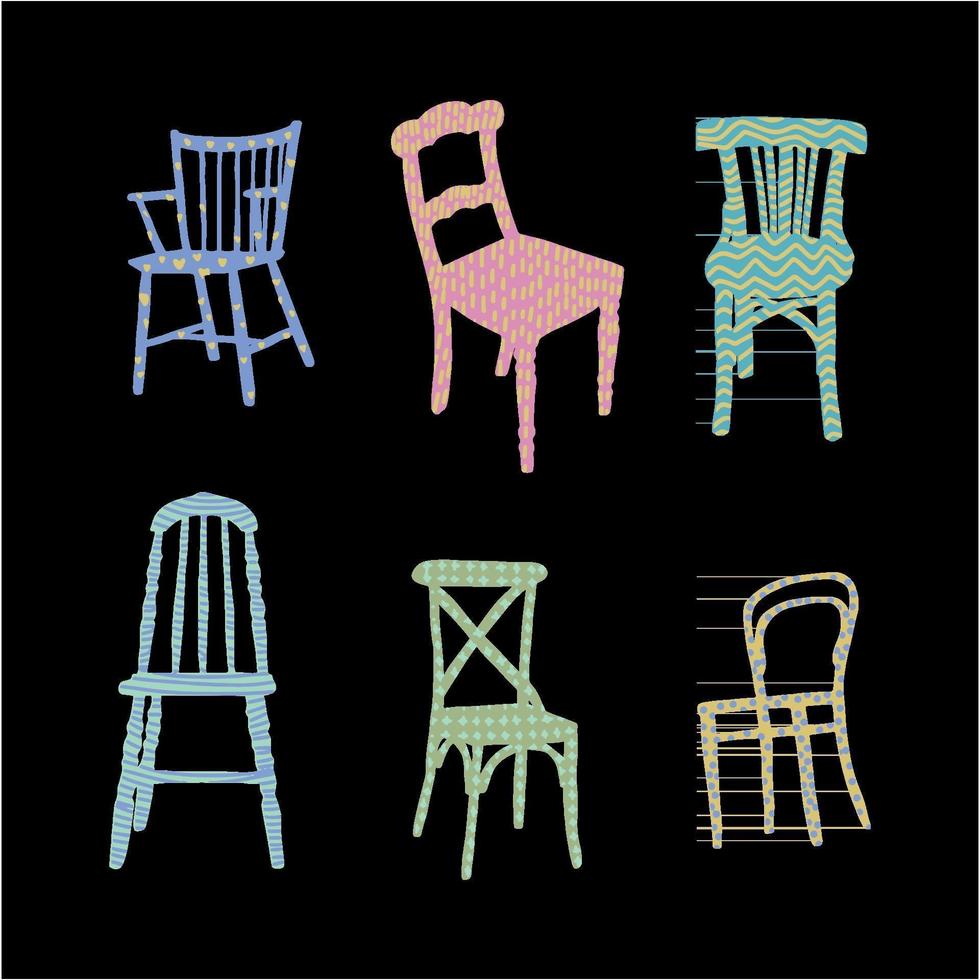 trendy platte stoelen geweven interieur illustratie eetkamer en woonkamer stoelen vector