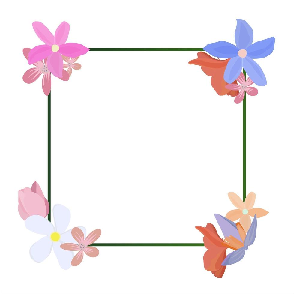 tropische bloemen rond een frame kopie ruimte heldere abstracte achtergrond voor banner flyer of dekking met kopie ruimte voor tekst of embleem vector