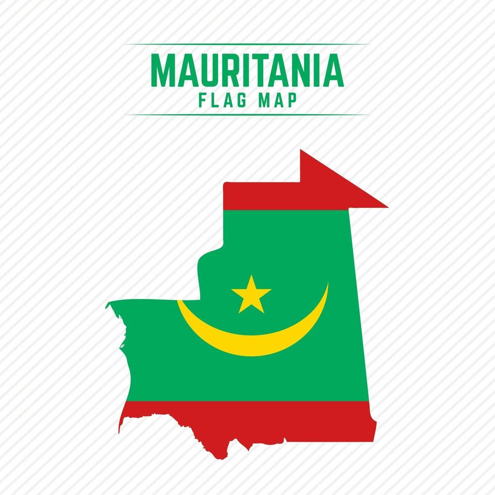 vlag kaart van mauritanië vector