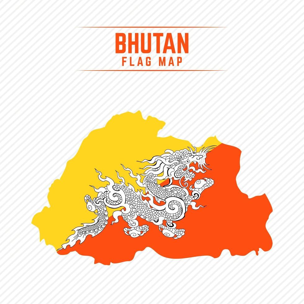 vlag kaart van bhutan vector