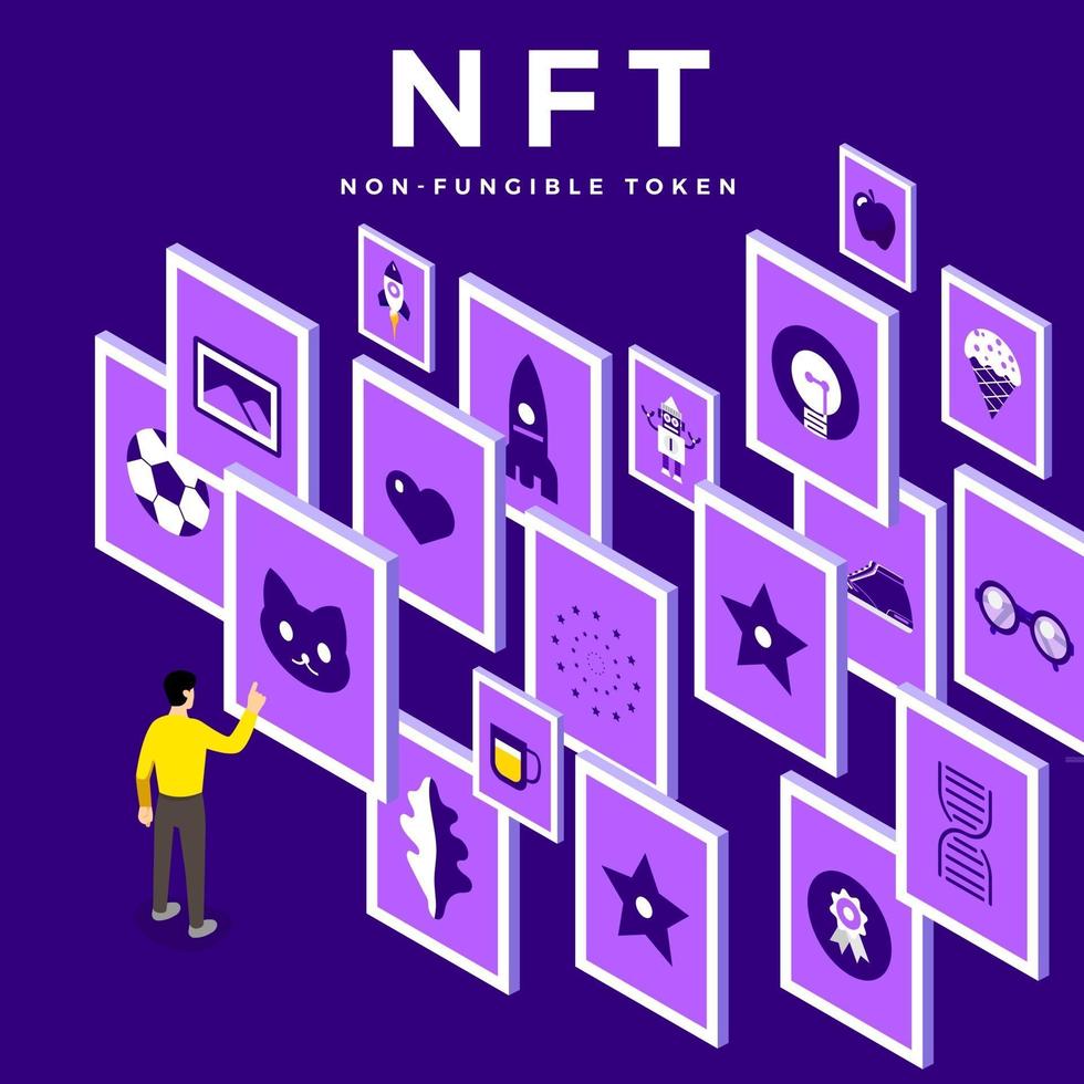 nft niet-vervangbare token vectorillustraties vector