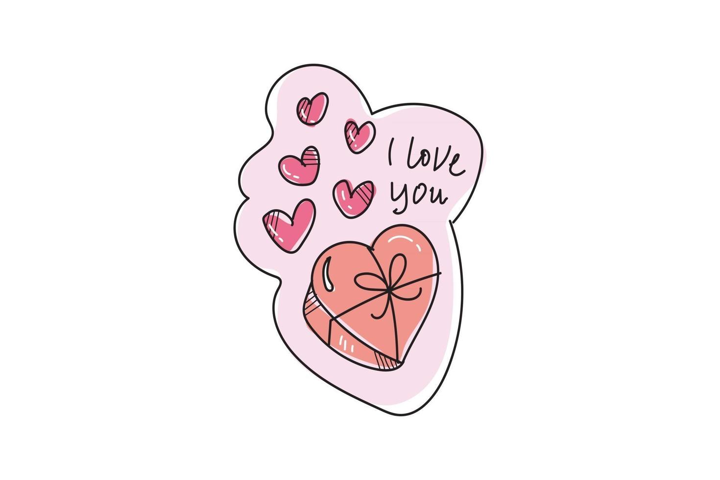 schattig sticker cadeau liefde pictogram vector