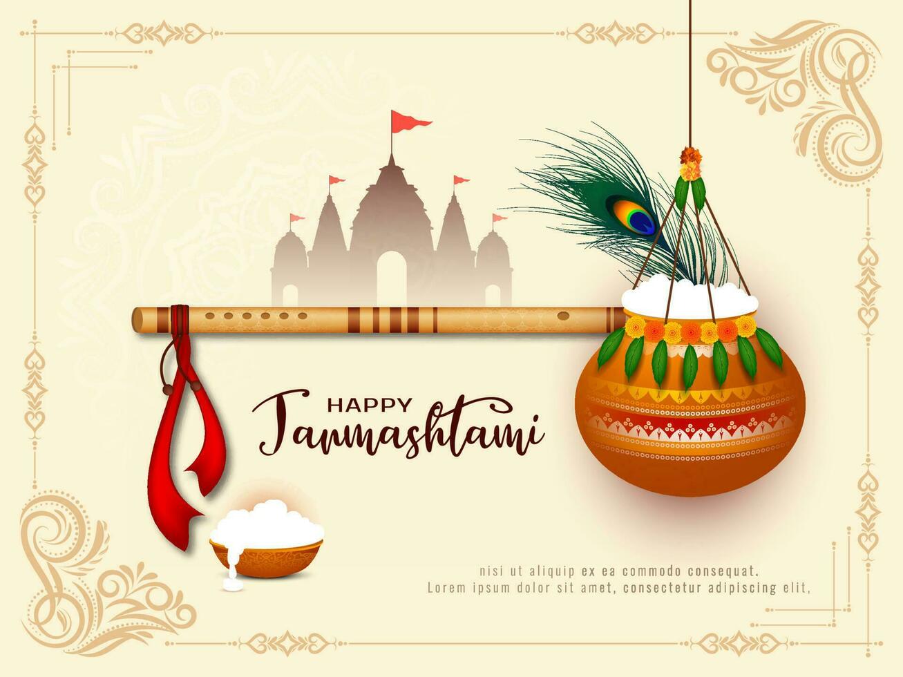 gelukkig janmashtami festival viering groet achtergrond ontwerp vector