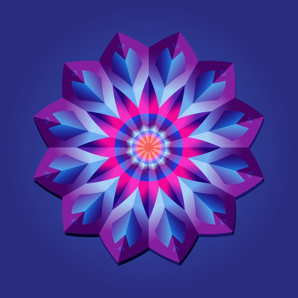 dit is een violette geometrische veelhoekige mandala met een bloemmotief vector