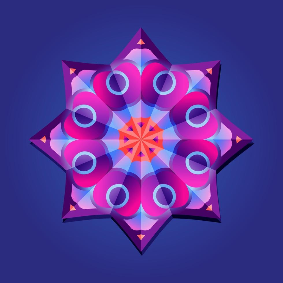 dit is violet een geometrische veelhoekige mandala in de vorm van een ster met een bloemmotief vector