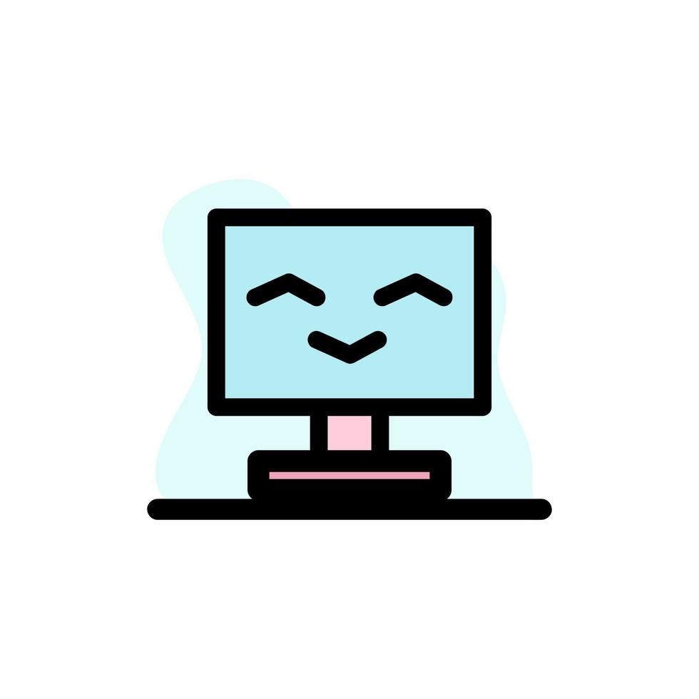 schattig computer pc glimlach pictogram vector illustratie ontwerp