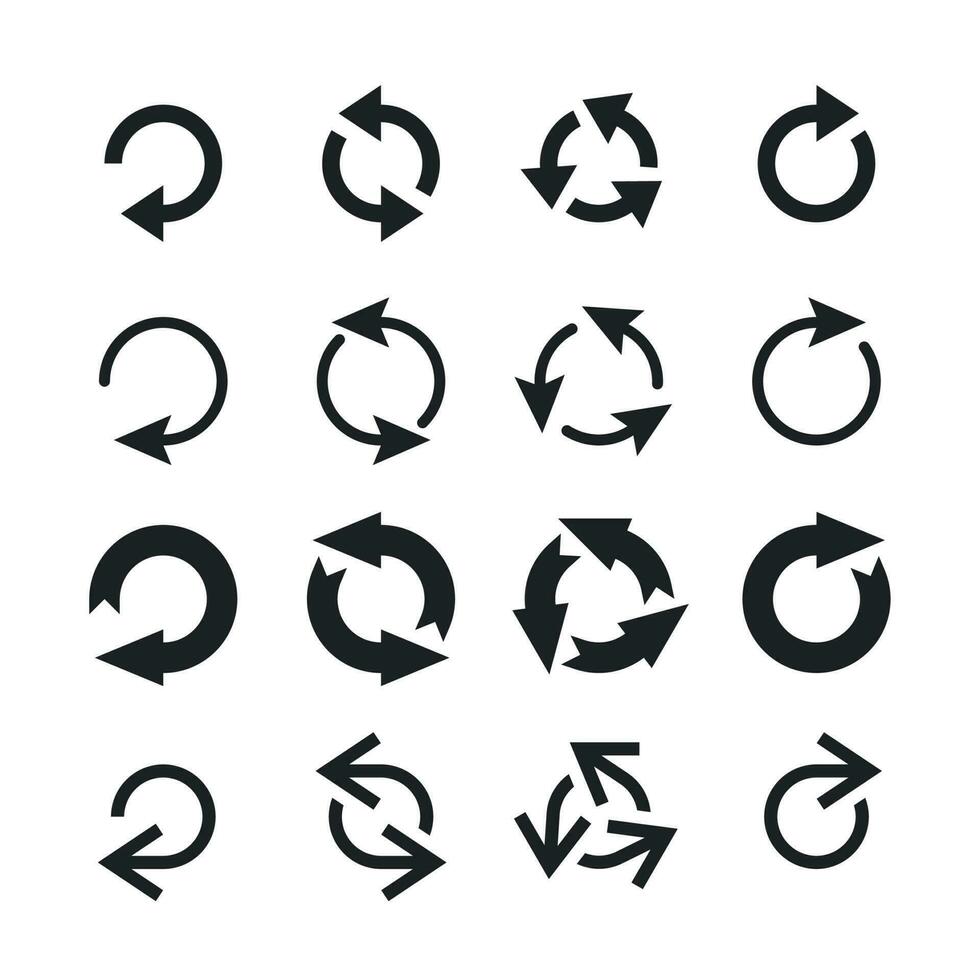 cirkel pijl icoon. ronde pijlen, circulaire richten teken en cirkels knop vector pictogrammen reeks