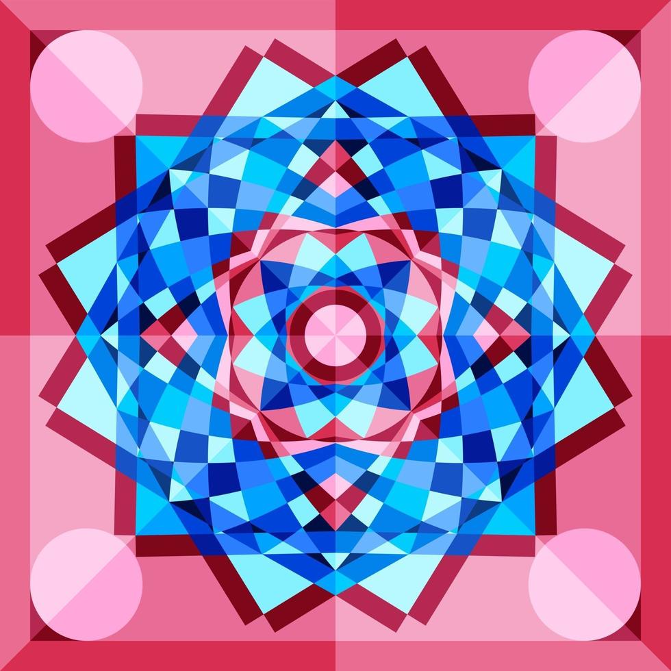 dit is een blauw en roze geometrisch veelhoekig caleidoscooppatroon vector