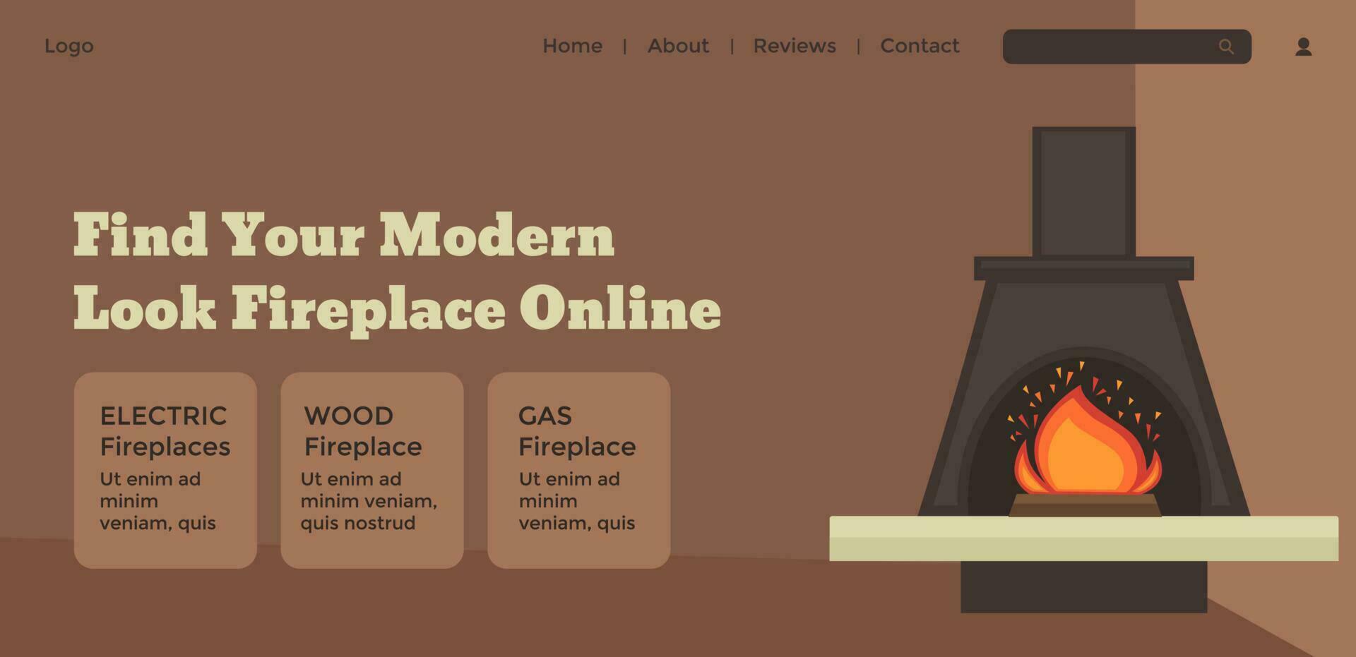 vind uw modern kijken haard online, website vector