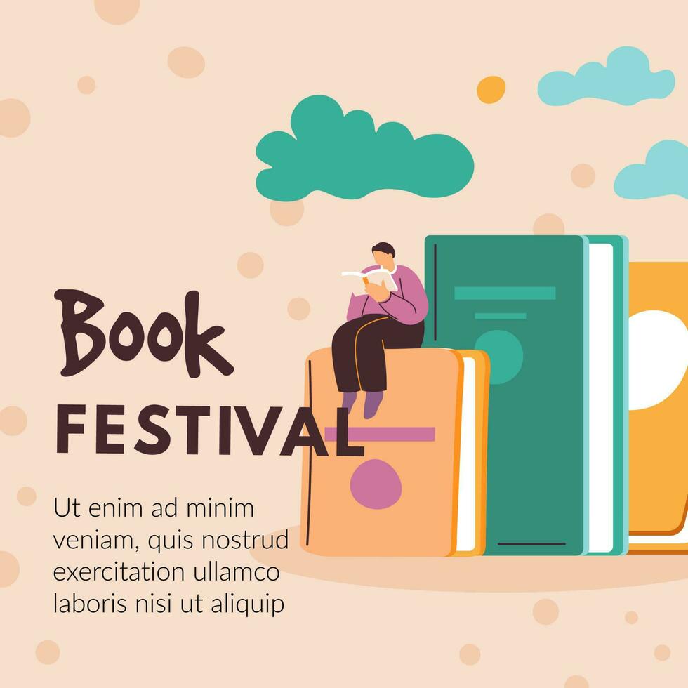boek festival, promotionele banier voor boekenwurmen vector
