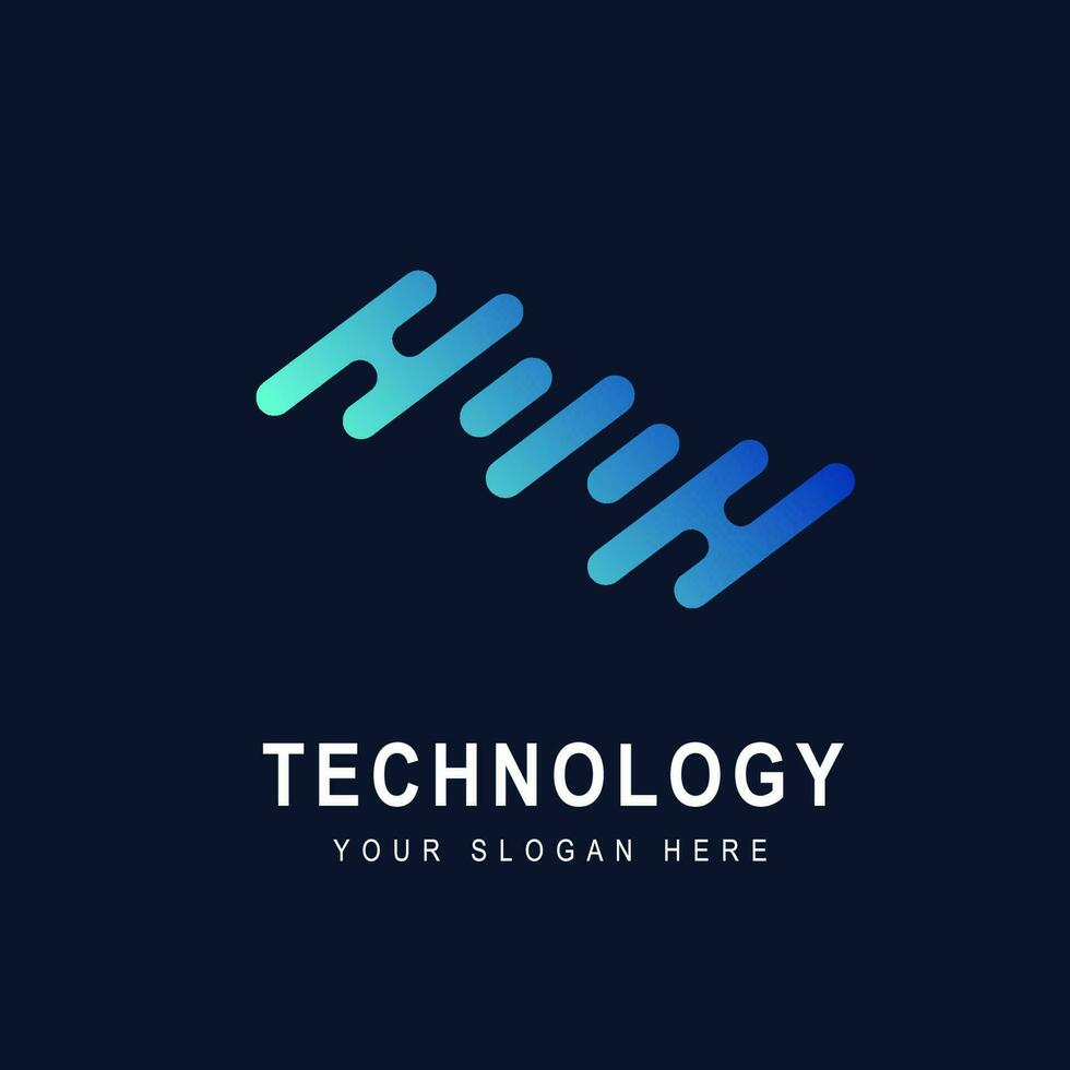 technologie logo gemakkelijk tech ontwerp. vector creatief abstract modern icoon voor bouw technologie of logo sjabloon voor digitaal communicatie concept
