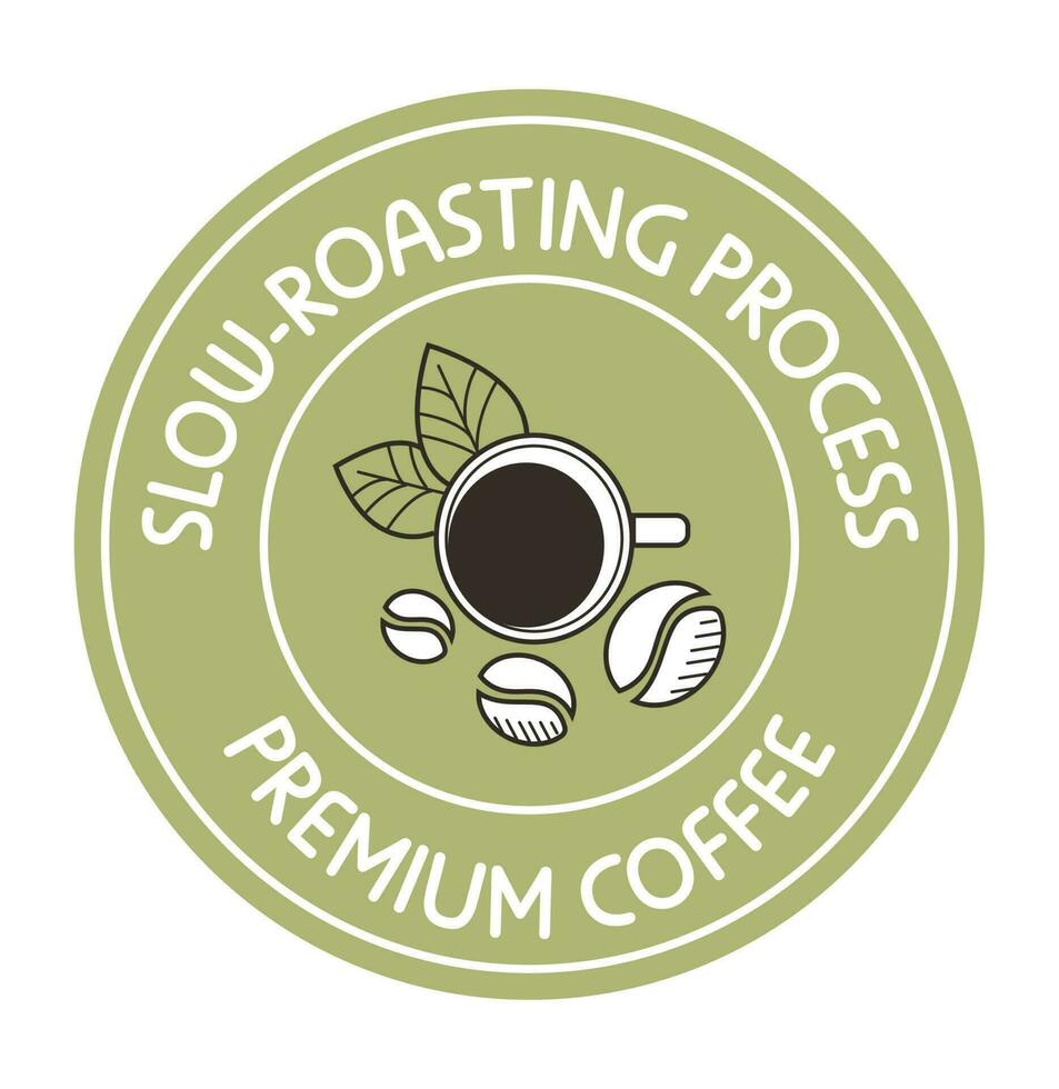 langzaam geroosterd werkwijze, premie koffie logo banier vector