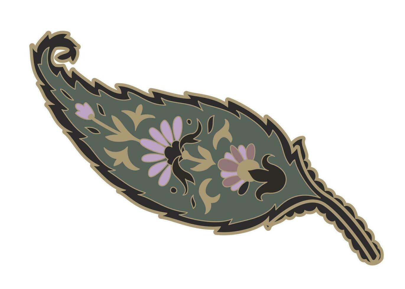 paisley ornament, bloemen met bladeren gebladerte vector