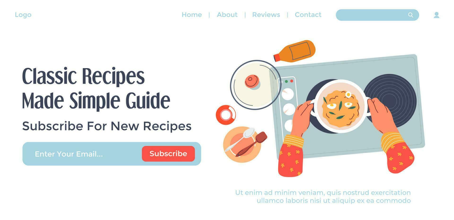 klassiek recepten, gemaakt gemakkelijk gids website plaats vector