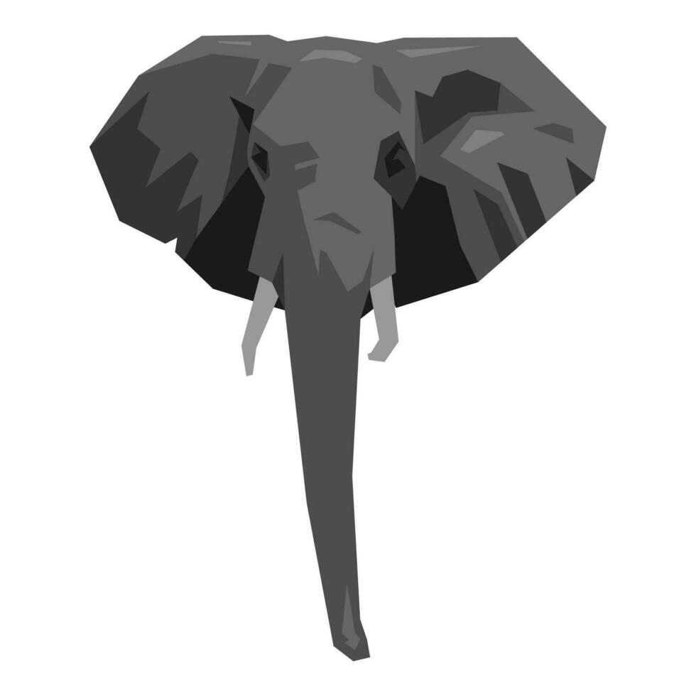 voorkant visie van olifant hoofd illustratie. monochroom kleur. tekenfilm vlak vector illustratie.