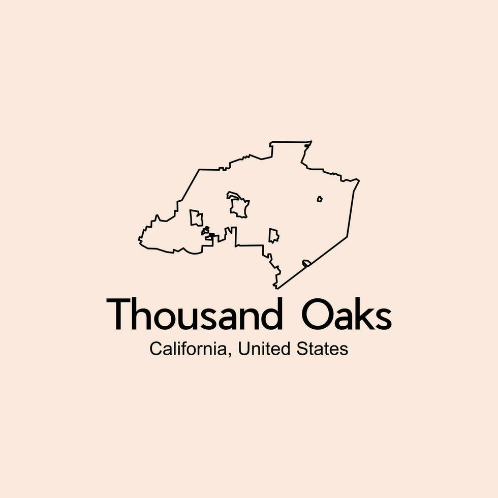 kaart van duizend eiken Californië stad modern creatief logo vector