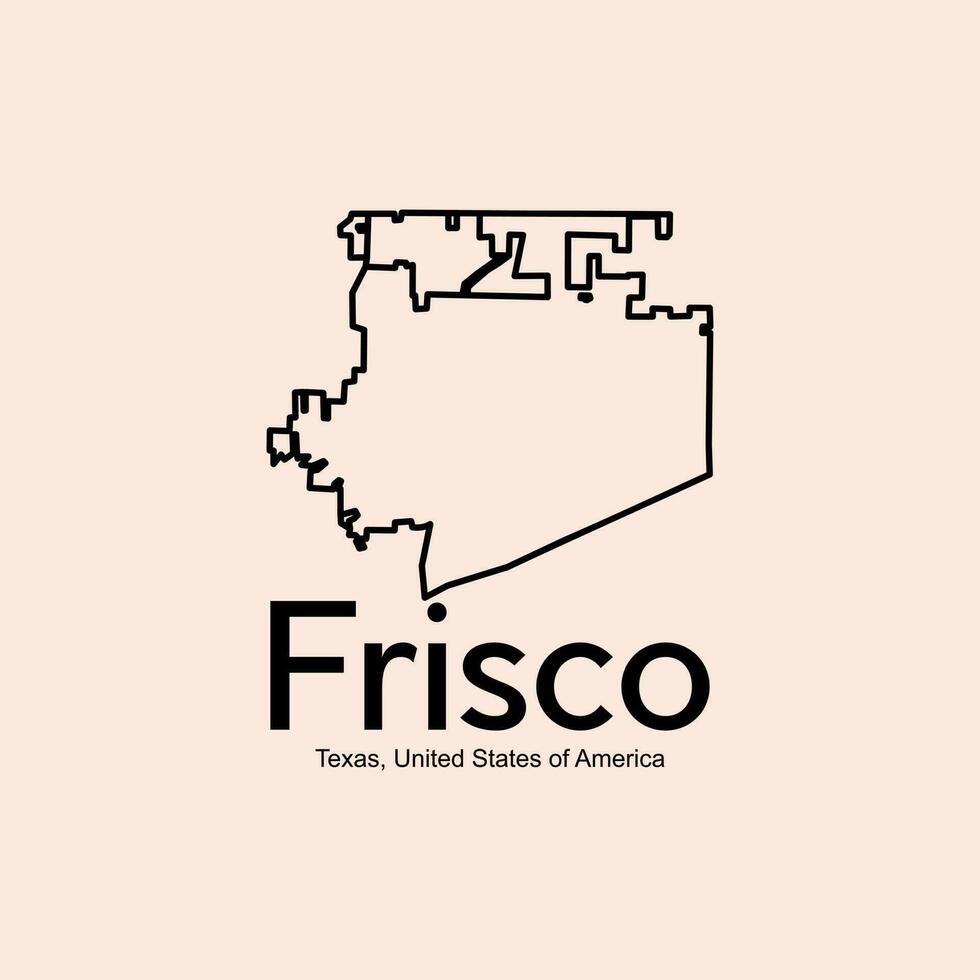 kaart van frisco Texas stad illustratie creatief logo vector