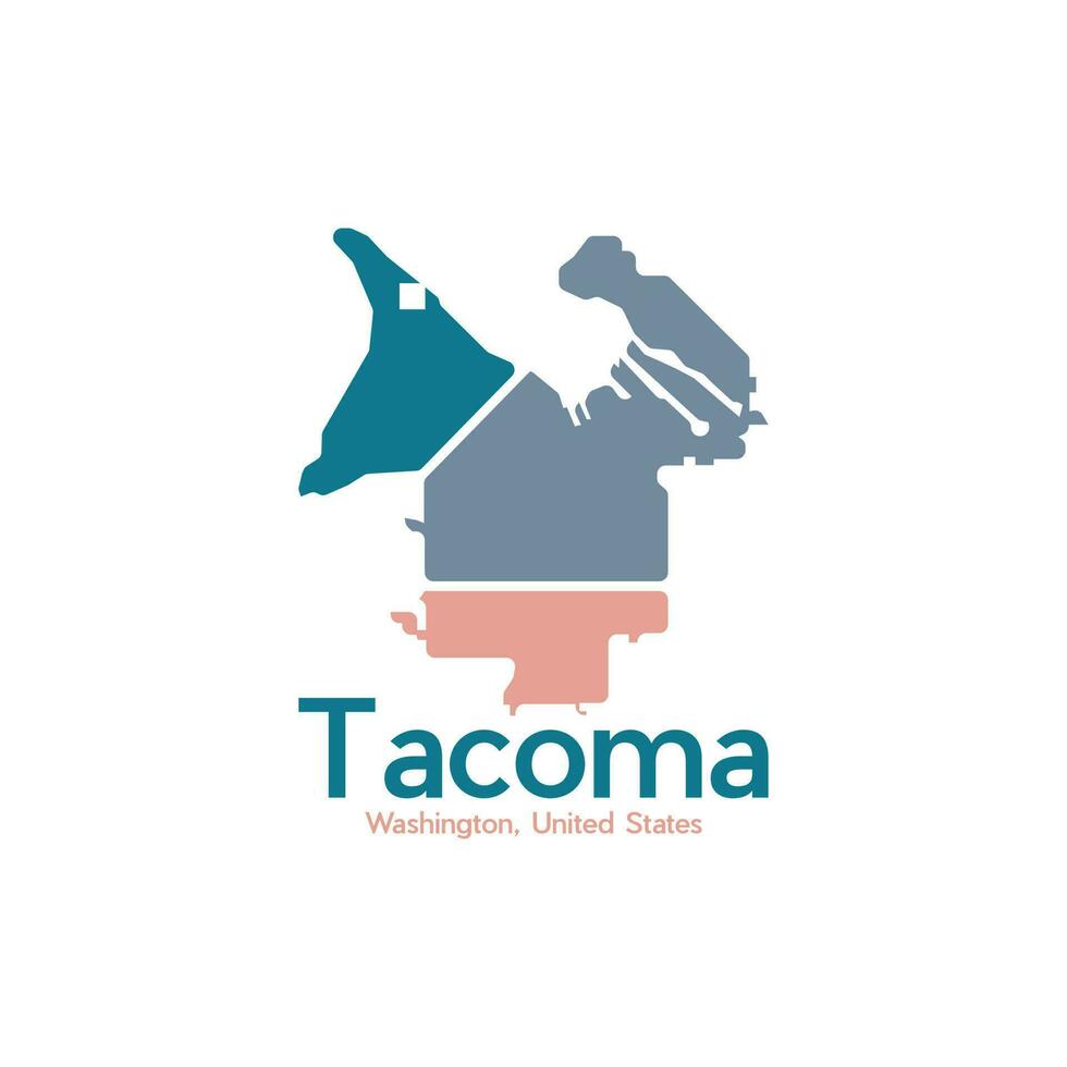Tacoma stad kaart meetkundig illustratie creatief ontwerp vector