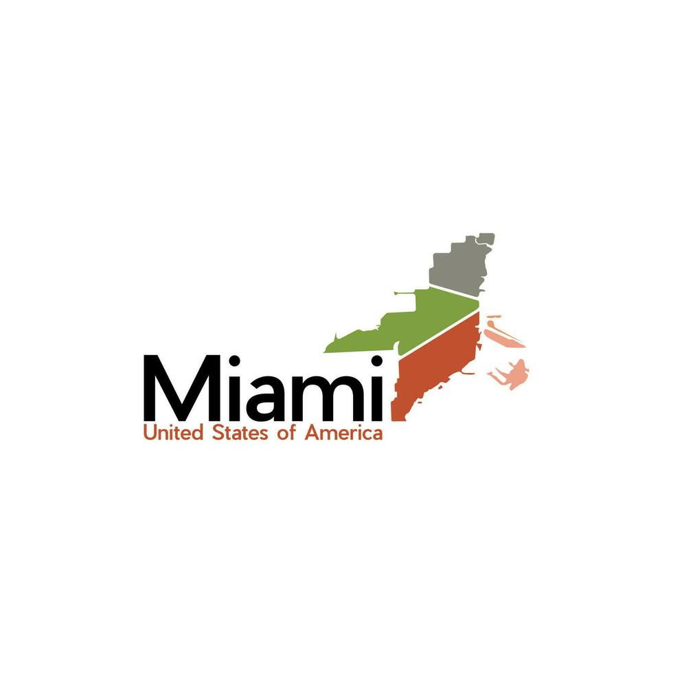 Miami stad kaart modern creatief ontwerp vector