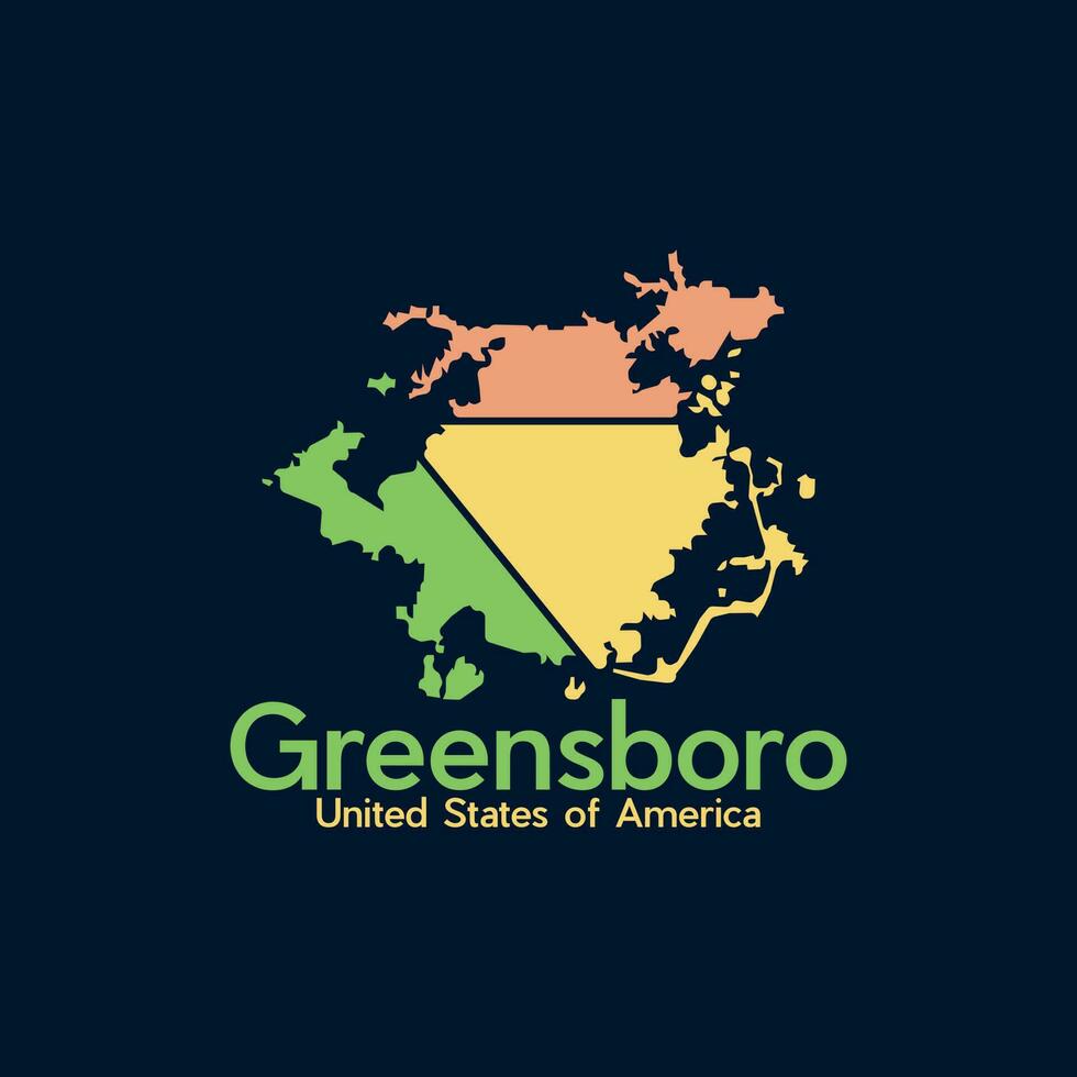 Greensboro stad kaart illustratie modern creatief ontwerp vector