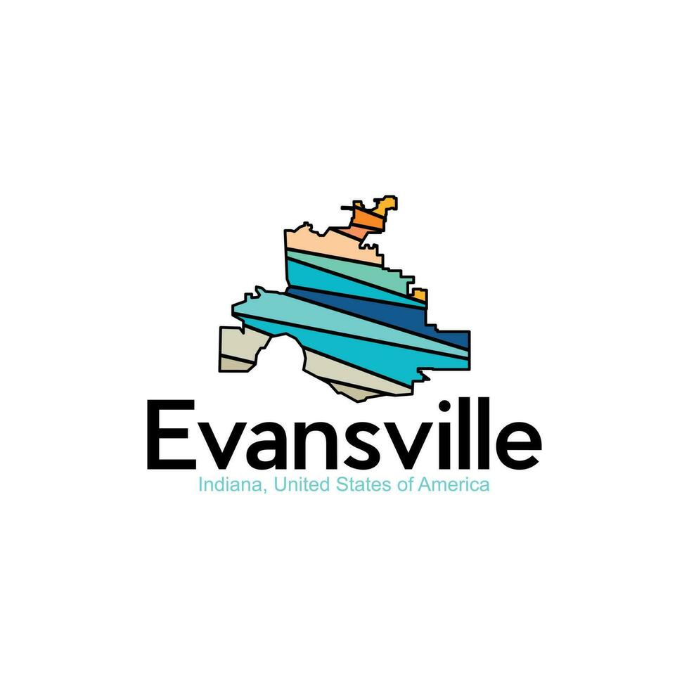 evansville Indiana stad kaart modern creatief logo vector