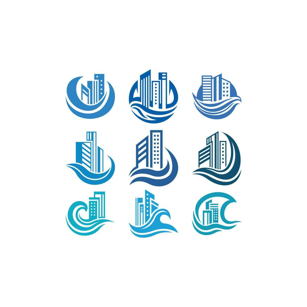 reeks gebouw Golf echt landgoed icoon verzameling creatief logo vector