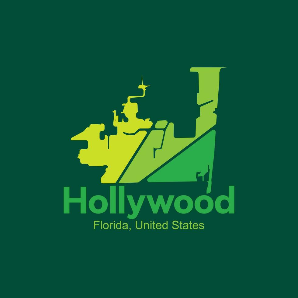 Hollywood Florida stad kaart meetkundig illustratie ontwerp vector