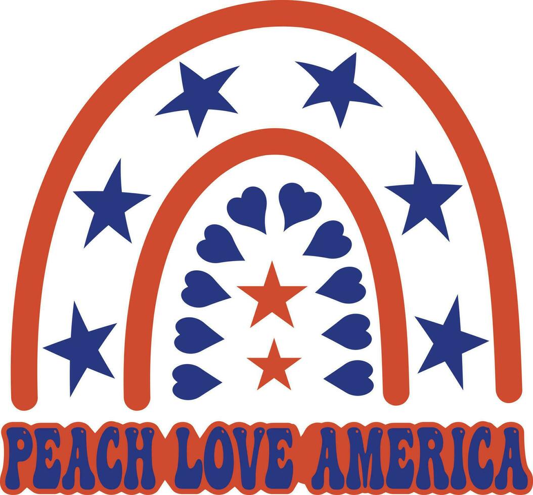 perzik liefde Amerika 4e van juli vector t-shirt ontwerp