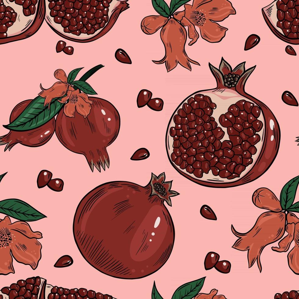 granaatappel fruit naadloze kleurrijke patroon vector