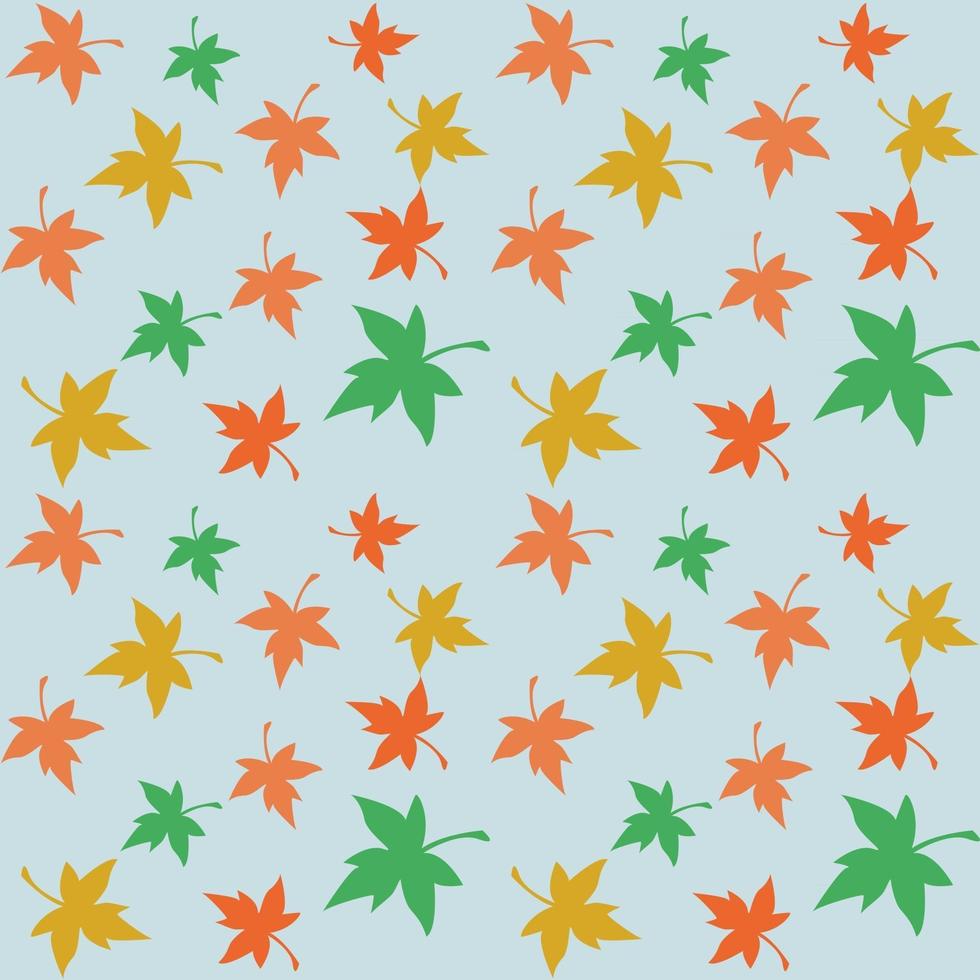 naadloze herhalend patroon van veelkleurige esdoornbladeren op een blauwe achtergrond vector