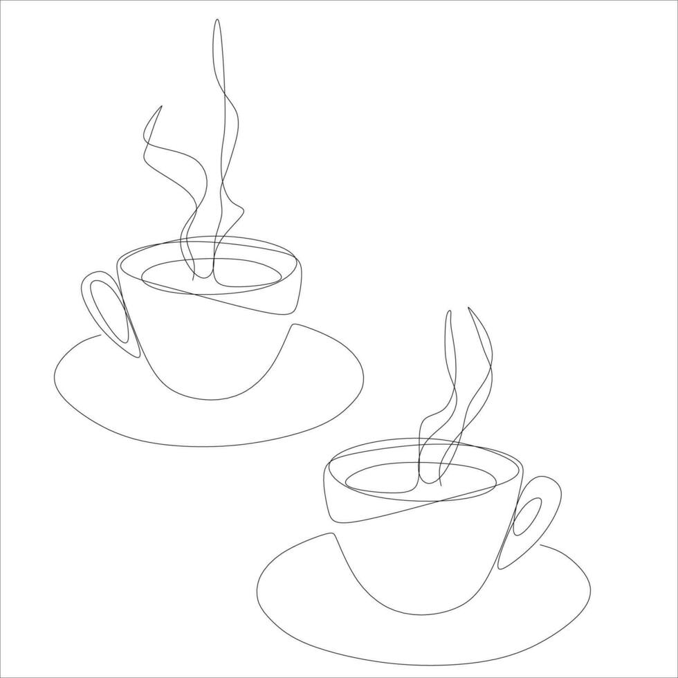 kop van thee koffie lijn kunst vector illustratie