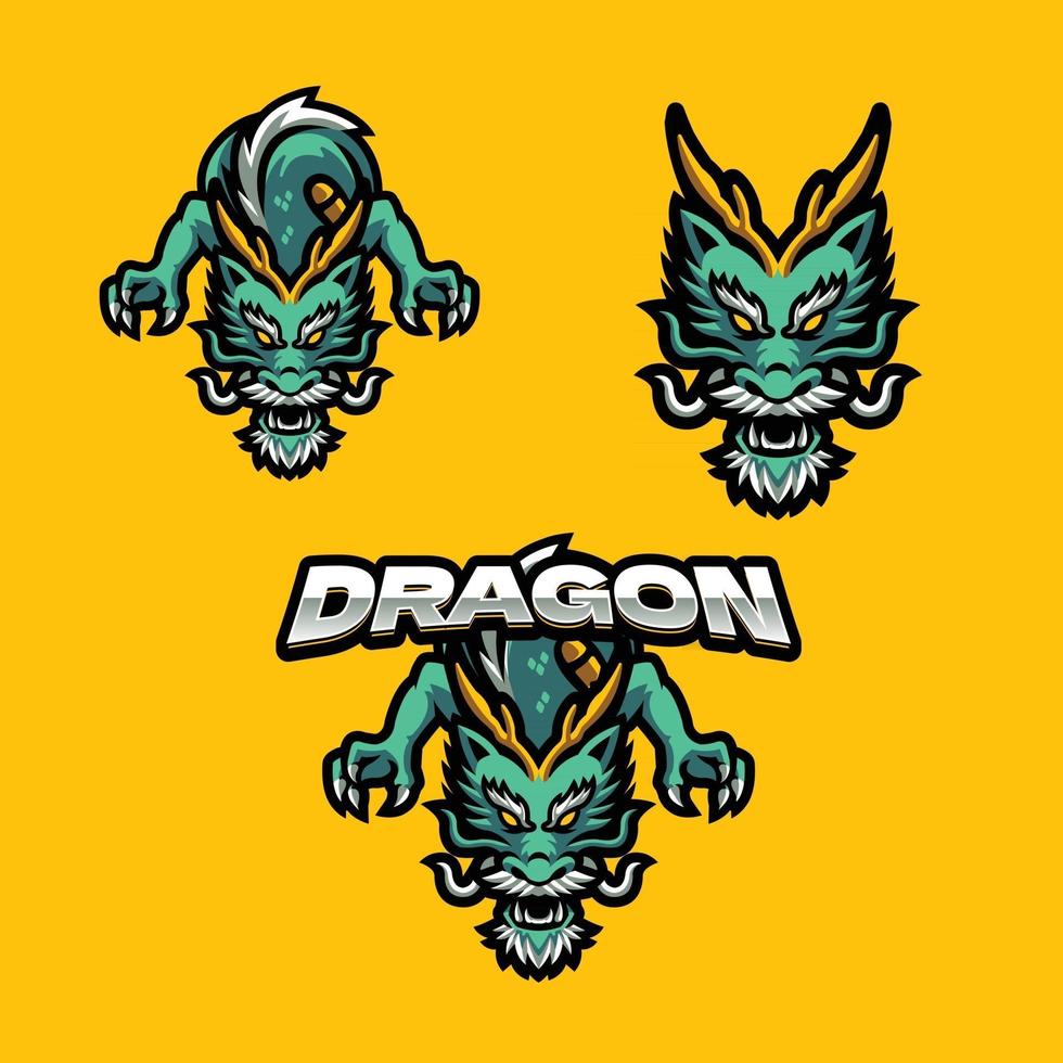 draak mascotte logo set vector