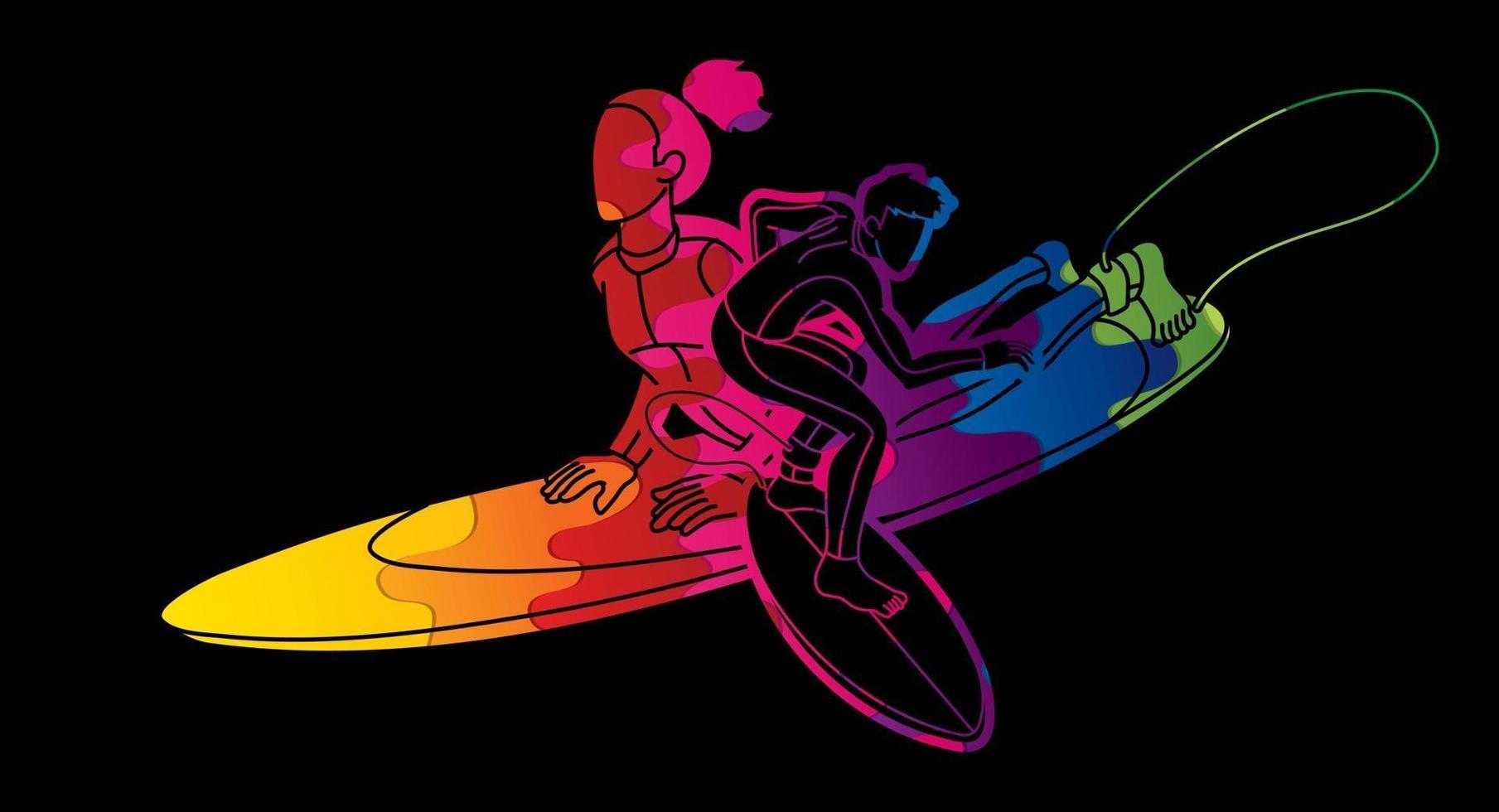 abstracte surfer actie surfen sport vector