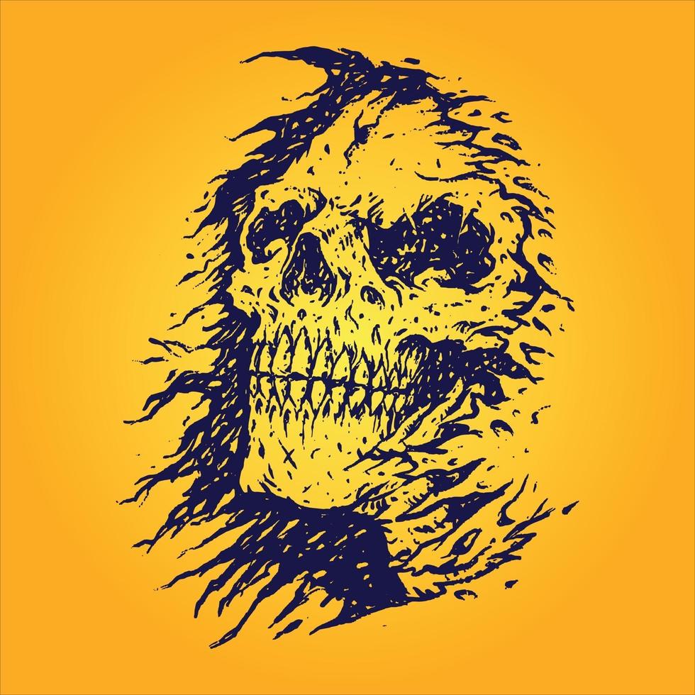 horror eng schedel grim reaper geïsoleerd vector