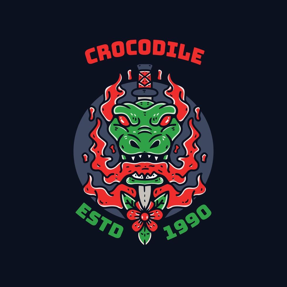 krokodil mascotte badge of kleding ontwerp vector