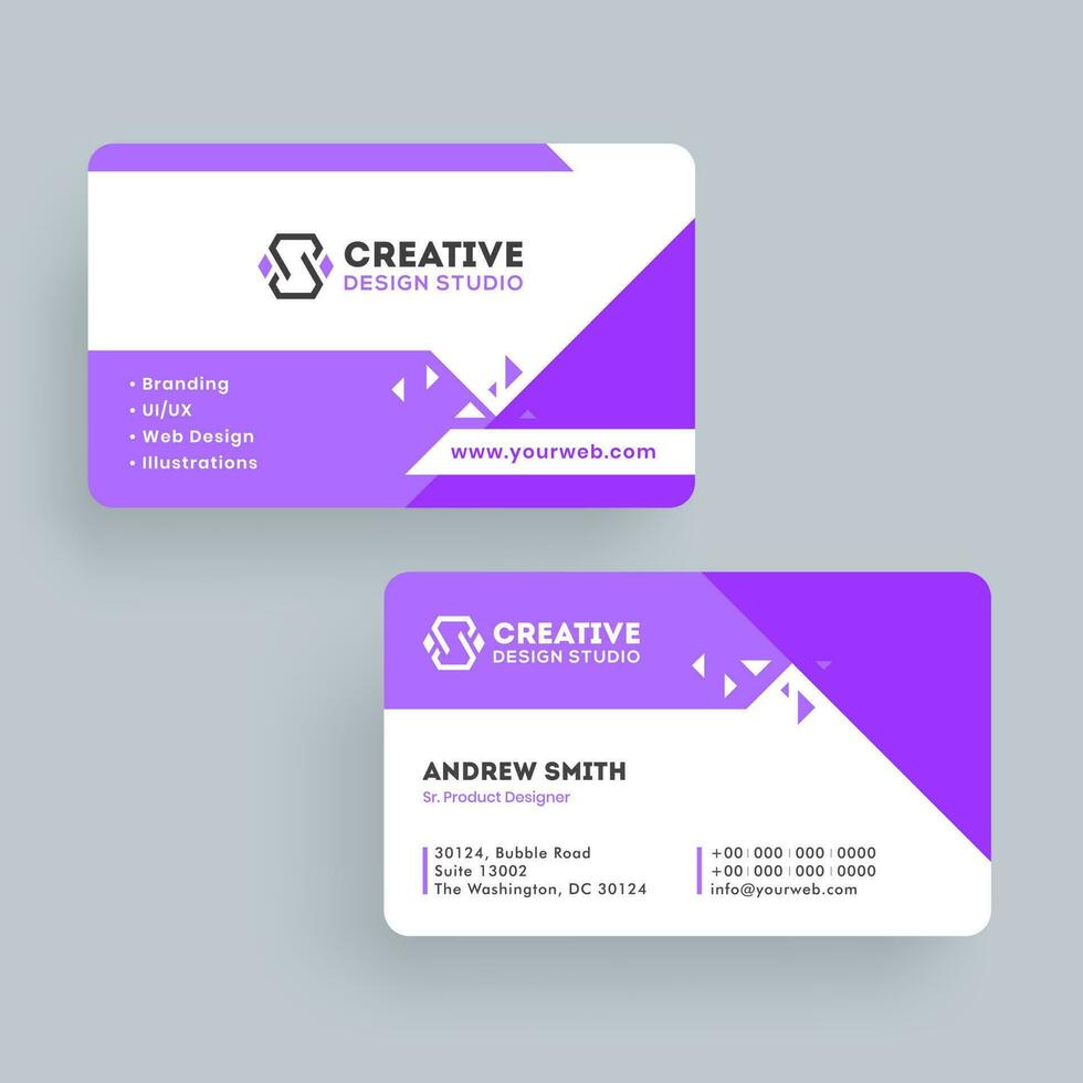 creatief ontwerp studio bedrijf kaart of bezoekende kaart ontwerp in voorkant en terug visie. vector