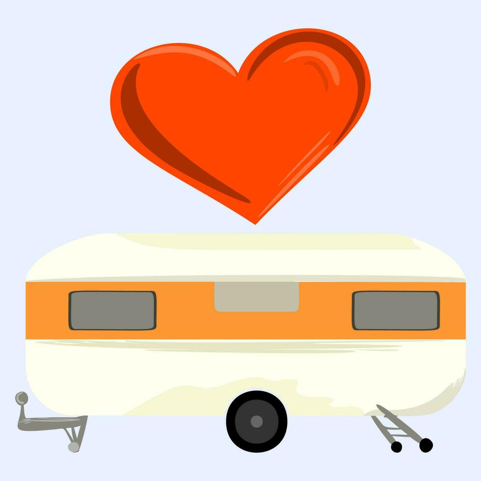 aanhangwagen caravan, camper, mobiel huis voor land vakantie. kant visie camping aanhangwagens, geïsoleerd Aan wit achtergrond. vector vlak vector illustratie hand- getrokken klem kunst