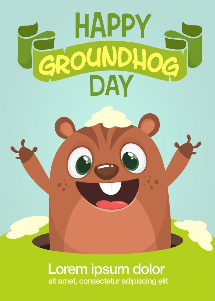 happy cartoon groundhog op zijn dag vectorillustratie vector