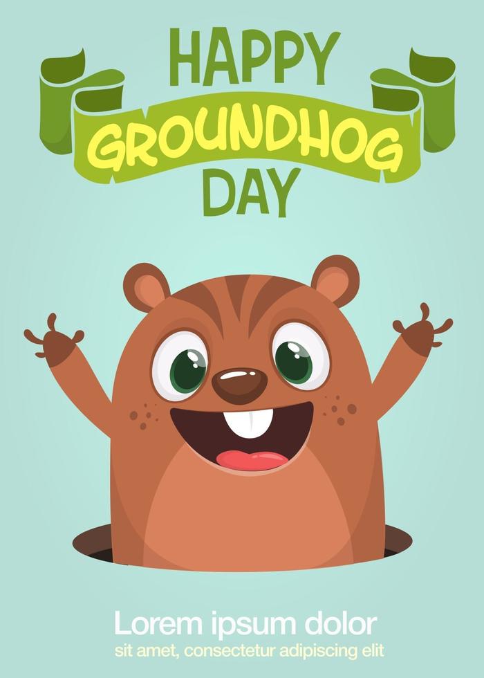 happy cartoon groundhog op zijn dag vectorillustratie vector